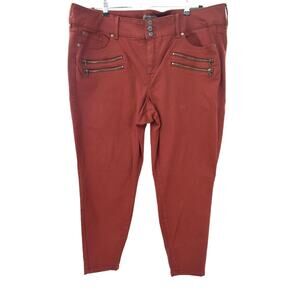 Torrid Red Jegging High Rise Skinny Moto Jeans Womens Plus Size 24R